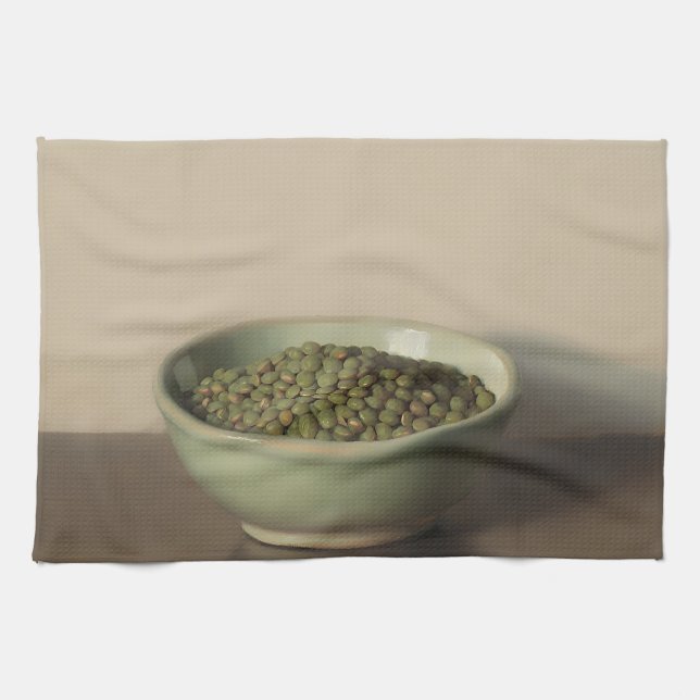 Green Lentils Still Life Tea Towel (Horizontal)
