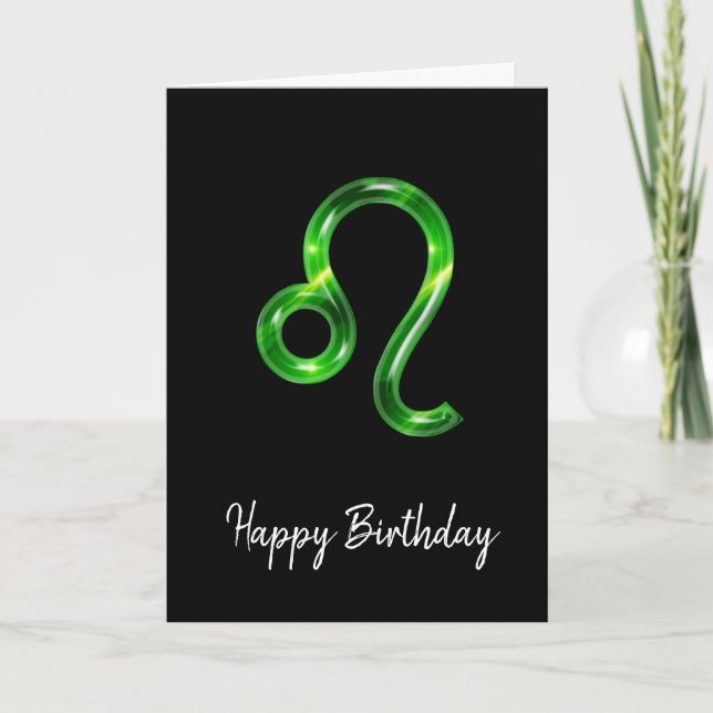 Green Leo Sign Birthday Card (Front)