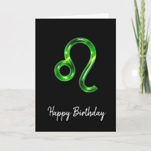 Green Leo Sign Birthday Card