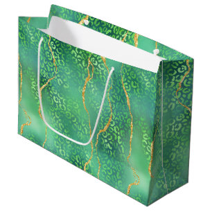Green Leopard Agate   Glam Abstract Jungle Large Gift Bag