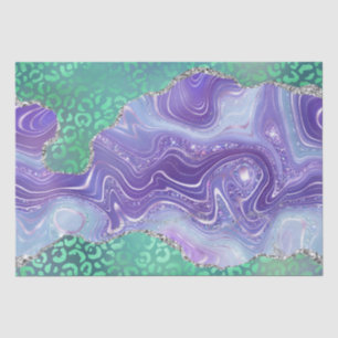 Green Leopard Agate Glam Abstract Stone Pattern Tissue Paper