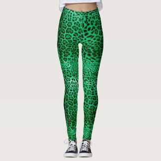 Green Leopard Print Leggings