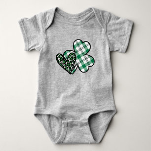 Green Leopard Print Love Shamrock Buffalo Plaid Baby Bodysuit