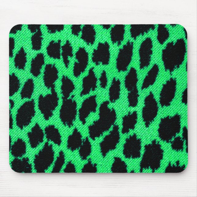 Green Leopard Print Mouse Mat (Front)