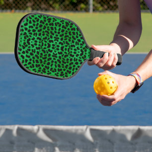 Green Leopard Print Pickleball Paddle