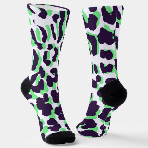 Green Leopard Print Sustainable Premium Crew Socks