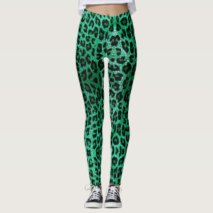 Green Leopard Sparkle Leggings