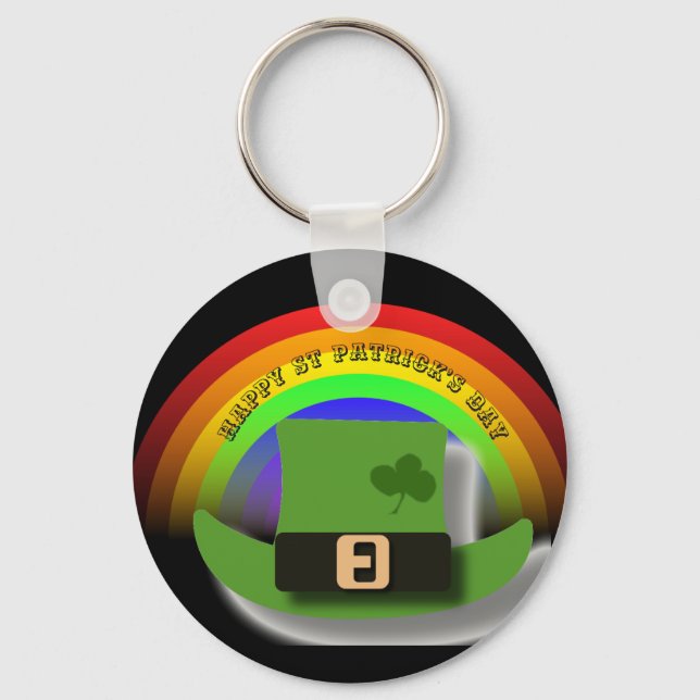 Green Leprechaun Hat St Patrick’s Day Key Ring (Front)