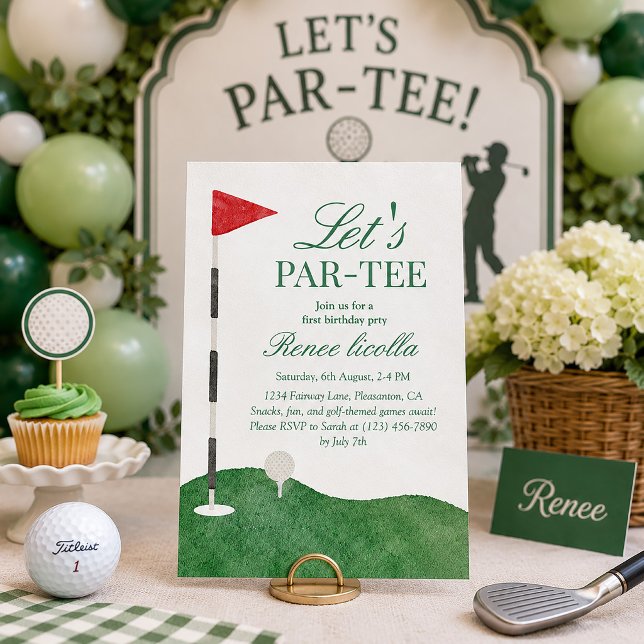 Green Let’s Par-Tee Golf First Birthday Invitation (Creator Uploaded)