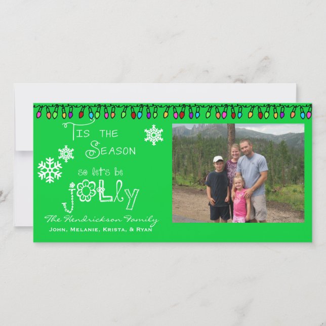 Green Let's Be Jolly Christmas Holiday Photo Card (Front)