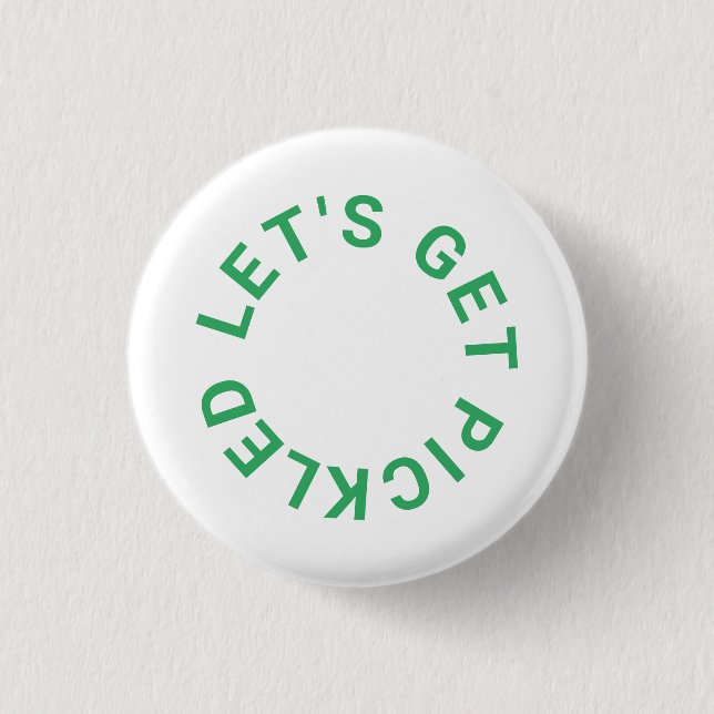Green Let's Get Pickled Crest Pickleball 3 Cm Round Badge (Front)