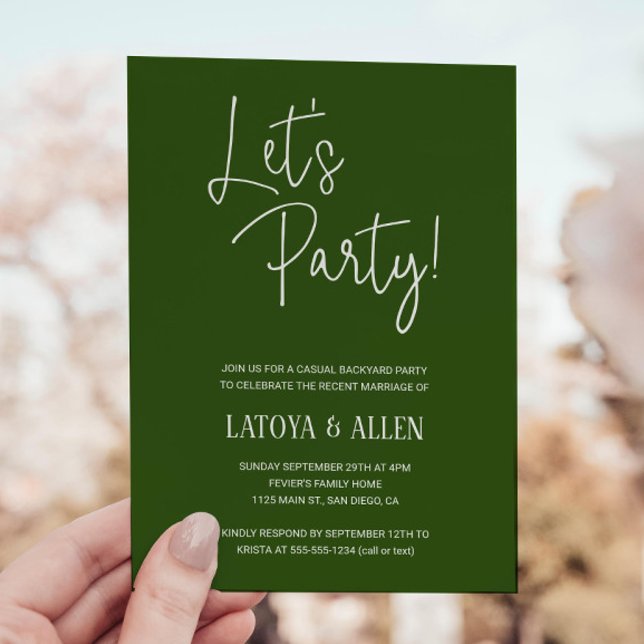 Green Let's Party Casual Wedding Reception Eloped Invitation (Creator Uploaded)
