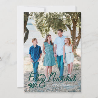 Green Lettered Feliz Navidad Photo Christmas Card