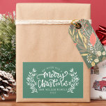 Green Lettering Calligraphy Family  Rectangular Sticker<br><div class="desc">Colourful Merry and Bright Family</div>