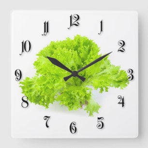 Green lettuce square wall clock