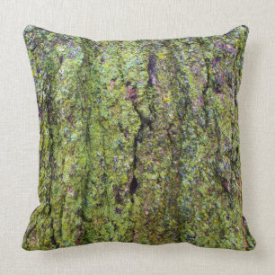 Green Lichen on Tree Bark Cushion