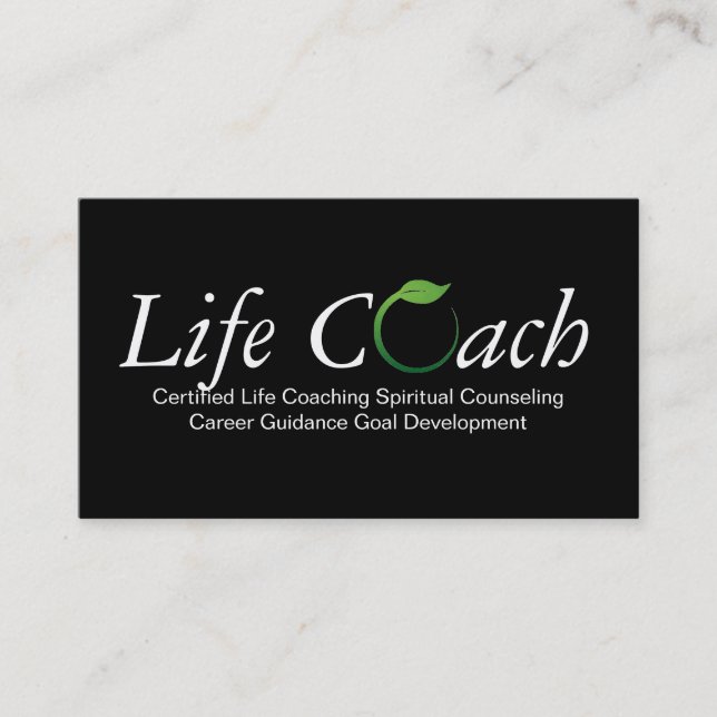 Green Life Coach Spiritual Counseling Guidance Business Card (Front)