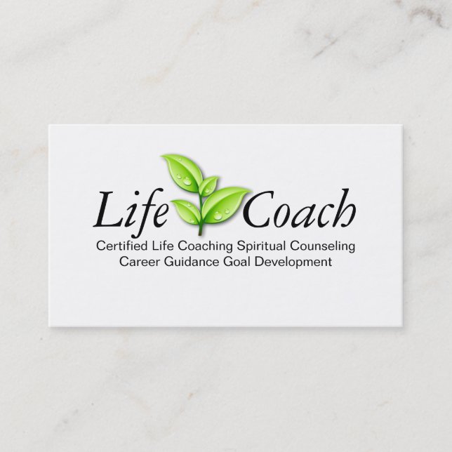 Green Life Coach Spiritual Counseling Guidance Business Card (Front)