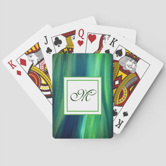 Green Life Monogram Playing Cards (Back)
