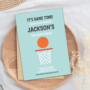 Green Light Background Basketball Invitations