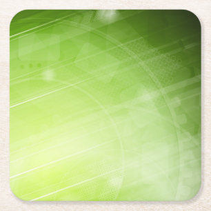 Green light design in hi-tech style square paper coaster