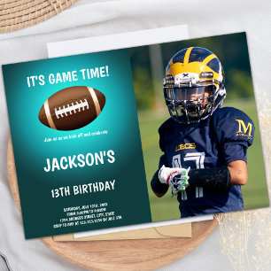 Green Light Football Birthday Invitations photo