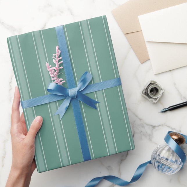 Green & Light Green Stripes Wrapping Paper (Gifting)