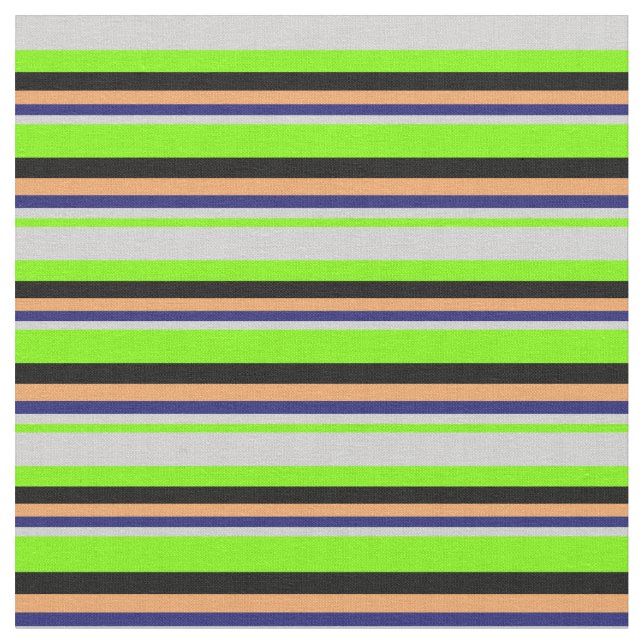 Green, Light Grey, Midnight Blue, Brown, and Black Fabric (Close Up)