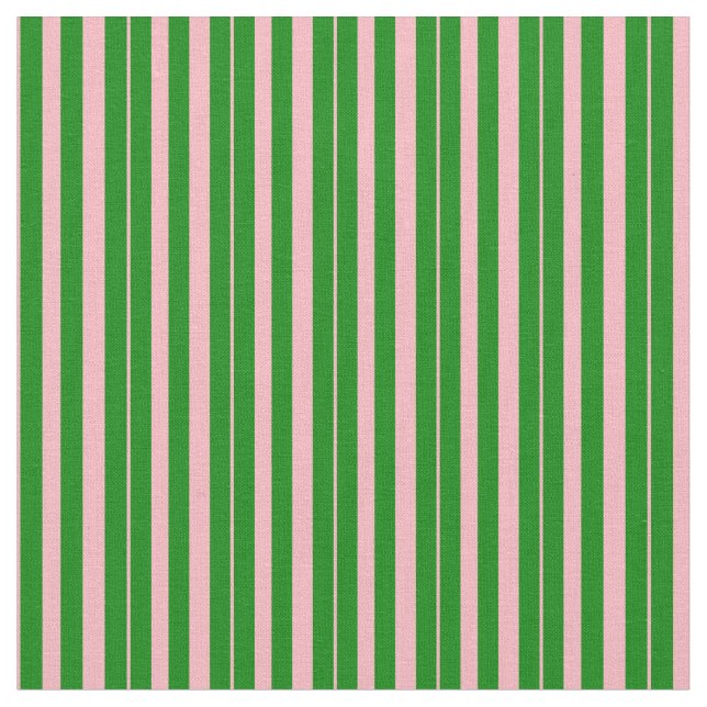 Green & Light Pink Striped/Lined Pattern Fabric (Close Up)
