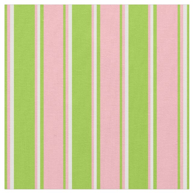 Green, Light Pink & White Coloured Stripes Fabric (Close Up)