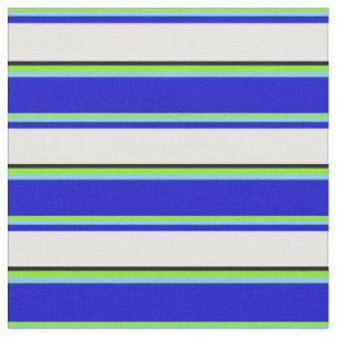 Green, Light Sky Blue, Blue, White, and Black Fabric