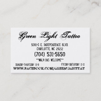 Green Light Tattoo Card