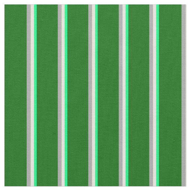 Green, Light Yellow, Dark Grey & Dark Green Lines Fabric (Close Up)
