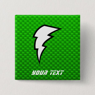 Green Lightning Bolt 15 Cm Square Badge