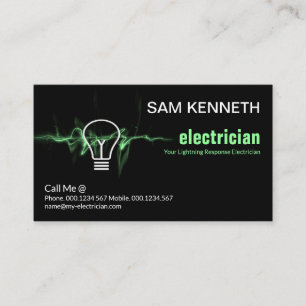 Green Lightning Electrical Wave Bulb Electrician Business Card