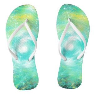 Green Lightning Trinity Star Christian Worship Art Flip Flops