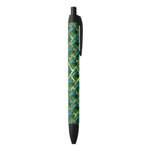 Green like emerald under a golden grating? black ink pen