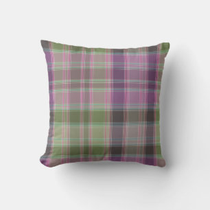 Green, lilac classic tartan cushion