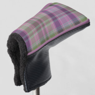 Green, lilac classic tartan. golf head cover