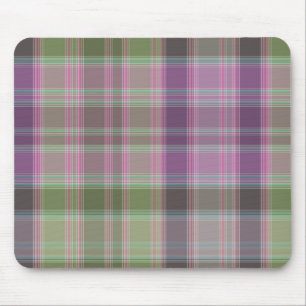 Green, lilac classic tartan. mouse mat