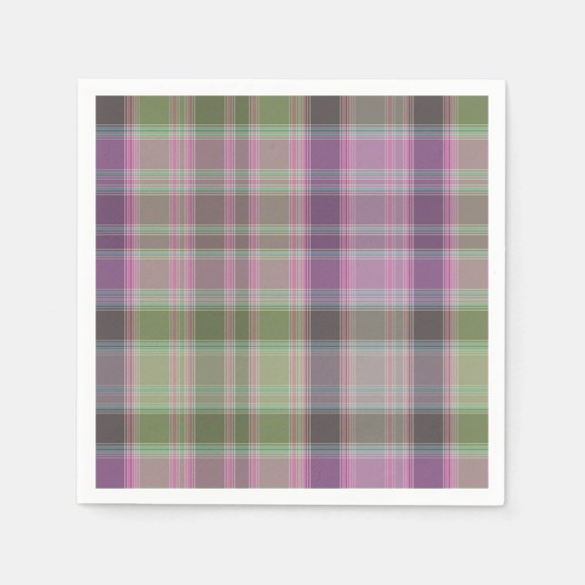 Green, lilac classic tartan. napkin (Front)