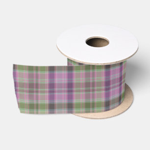 Green, lilac classic tartan. satin ribbon