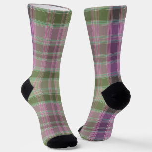 Green, lilac classic tartan. socks