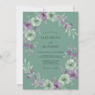 Green Lilac Floral Wedding Invitation