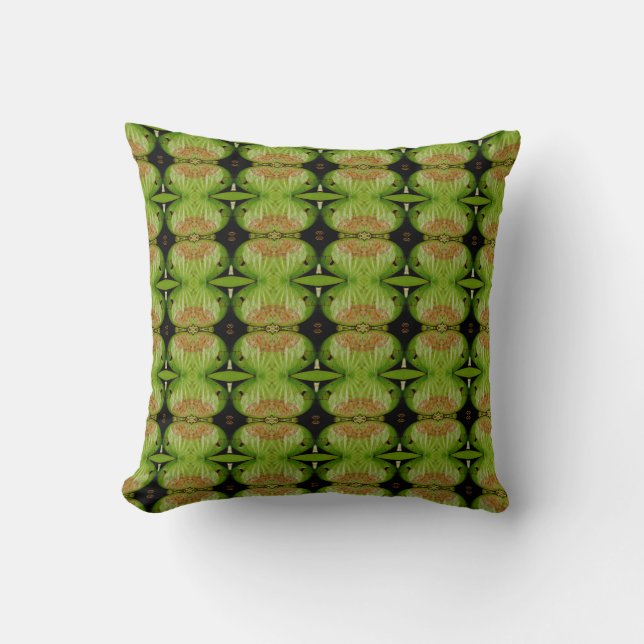 green lily pad pattern abstract black back cushion (Front)