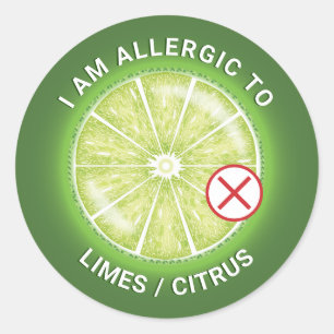 Green Lime Citrus Fruit Food Allergy Awareness Classic Round Sticker