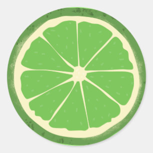Green lime citrus fruit slice    classic round sticker