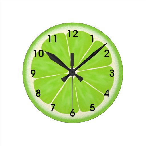 Image of Green Lime Citrus Fruit Slice Round Clock