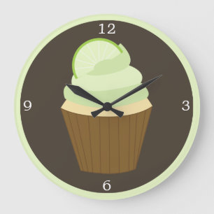 Green Lime Cupcake Large Clock