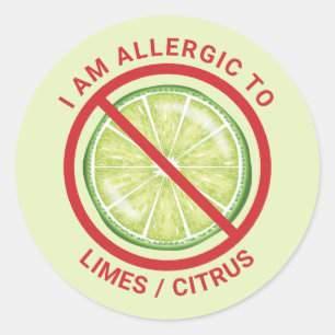 Green Lime Fruit Citrus Food Allergy Awareness Classic Round Sticker